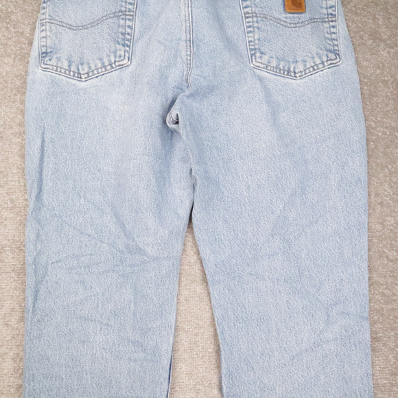 Vintage Carhartt Straight Traditional Fit 38x30 Light Wash Blue Denim Jeans - Picture 14 of 16